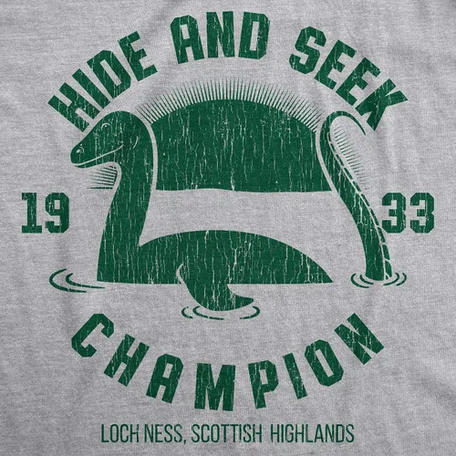 Miniatura 2 de Camiseta divertida con gráficos de criatura marina para hombre Hide and Seek Champion Loch Ness, Gris claro jaspeado