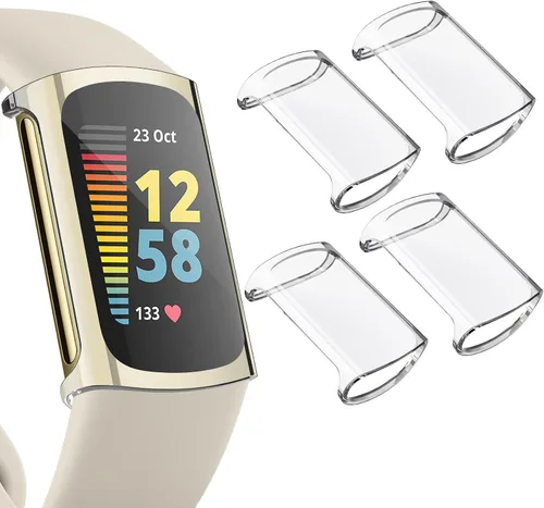 Miniatura 10 de Paquete de 4 protectores de pantalla compatibles con Fitbit Charge 6/Charge 5 (no para Charge 4/3), funda protectora de TPU completa, accesorios