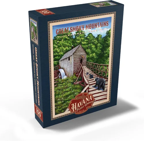 Miniatura 2 de MyPuzzle Great Smoky Mountains National Park - Enchanted Mill Among Smoky Highlands - Póster de viaje vintage - Rompecabezas de 100 piezas