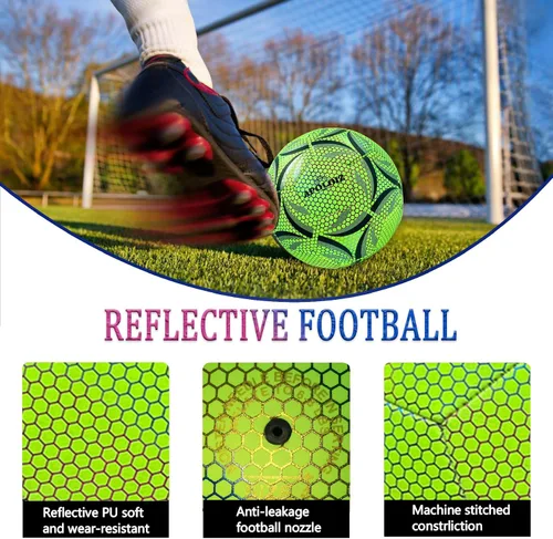 Miniatura 6 de Pelota de fútbol iluminada, pelota de fútbol que brilla en la oscuridad tamaño 4/5 con bomba, pelotas de fútbol luminosas para juegos de día y noche