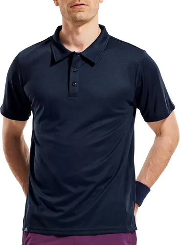 Miniatura 5 de Haimont Polo para hombre, manga larga, ligera, de poliéster, con cuello, absorbe la humedad, ajuste regular