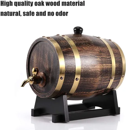 Miniatura 4 de Barril de roble, 3L estilo retro madera de roble vino tinto brandy barril de whisky barril barril cubo contenedor con grifo almacenamiento