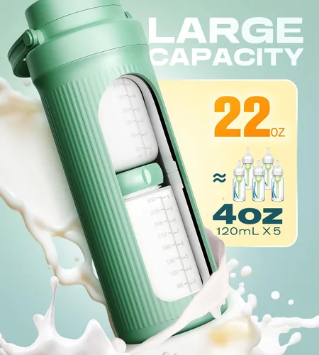 Miniatura 2 de Botella enfriadora de leche materna de 22 onzas – Enfriador de leche materna 24 horas 360° con 2 botellas de almacenamiento para viajes y uso al