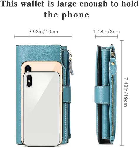 Miniatura 5 de SENDEFN - Cartera de cuero para mujer, portatarjetas con bloqueo RFID, monedero para mujer con cierre