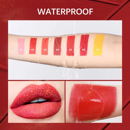 Miniatura 5 de Lápiz labial dorado, terciopelo nude, rojo y rosa, no se mancha, de alto pigmento, no se decolora, suave, de larga duración, taza antiadherente, #1