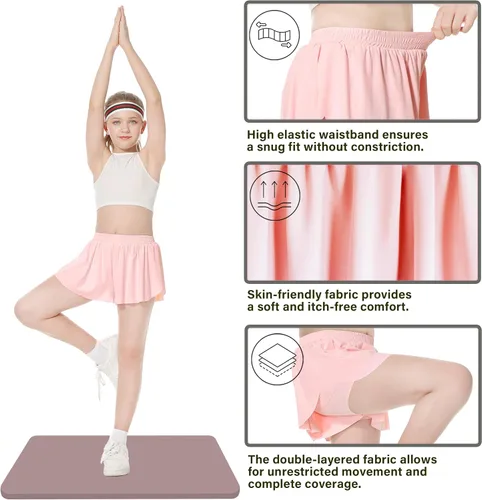 Miniatura 4 de 2-in-1 Girls Flowy Shorts with Spandex Liner Athletic Butterfly Shorts Kids Summer Running Tennis Sports