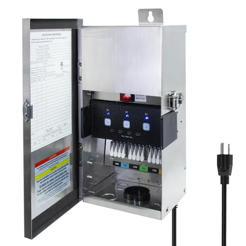 COLOER Transformador de iluminación de paisaje de bajo voltaje Wi-Fi de 300 W, 2.4 GHz, transformador inteligente de bajo voltaje con 3 zonas, 120 V