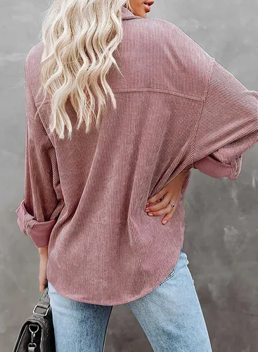 Miniatura 2 de Chaqueta de pana con botones para mujer, estilo casual, manga larga, blusas de gran