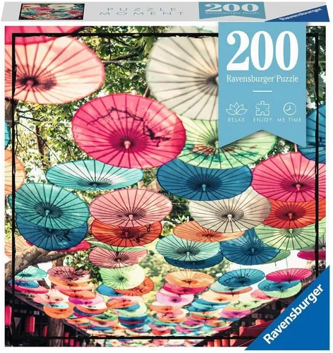 Ravensburger Puzzle Moment: Umbrellas, rompecabezas de 200 piezas para niños y adultos, único y perfecto, diseño vibrante y sin deslumbramiento,
