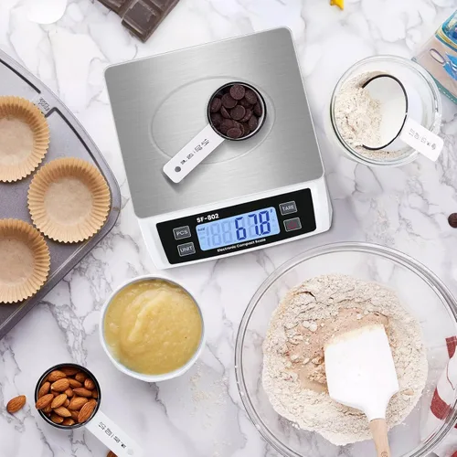 Miniatura 6 de Gran báscula digital de cocina 30 kg/66 lb báscula de alimentos para hornear y cocinar báscula de pan de acero inoxidable con pantalla LCD escalas