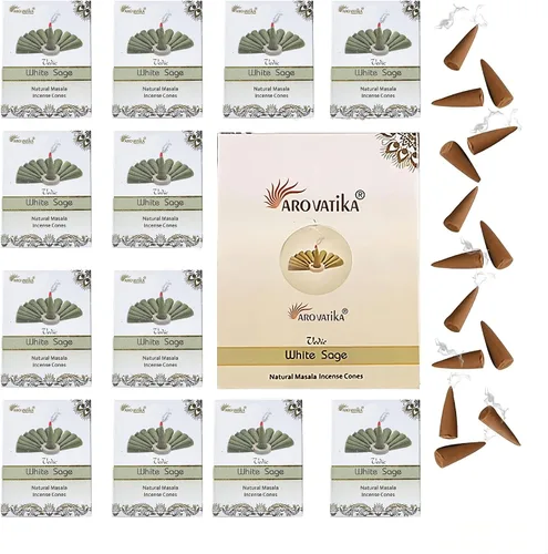 Miniatura 8 de ARO VATIKA Vedic Natural Masala 120 conos de incienso en paquete de 12 cajas 12 fragancias surtidas conos Dhoop Lo mejor para oración, reiki