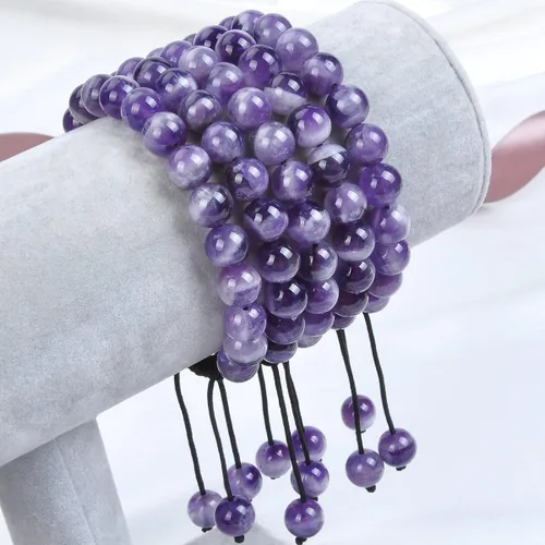 Miniatura 2 de Massive Beads - Pulsera de cuentas de cristales de macramé con poder curativo natural unisex ajustable 516 pulgadas 8 mm