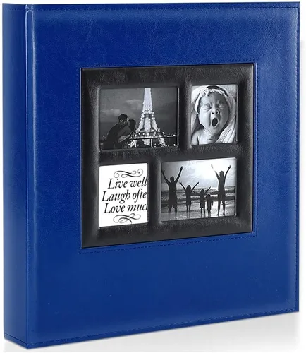 Ywlake - Álbum de fotos de 4 x 6 pulgadas con 500 bolsillos, capacidad extragrande, para fotos familiares o de boda, capacidad para 500 fotos Azul
