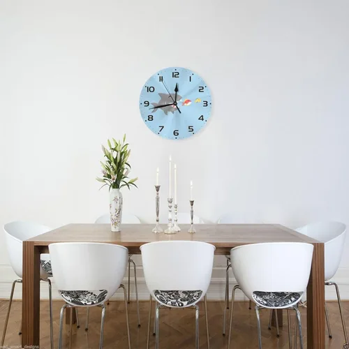 Miniatura 3 de Reloj de pared para niños con diseño de tiburón de dibujos animados, 10 pulgadas, silencioso, sin tictac, fácil de leer, reloj de pared para niños