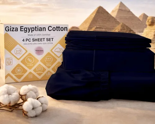 Miniatura 20 de MyGiza Sheets - Juego de sábanas de algodón Giza de primera calidad, tamaño split king, individual, matrimonial, king y queen, set de 4 unidades.