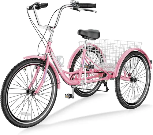 Miniatura 14 de LILYPELLE Adult Tricycle 7 Speed, 3 Wheel Bike Adult, 20/24/26 inch Wheels Cruiser Bikes with Cargo Basket for Seniors, Women, Men