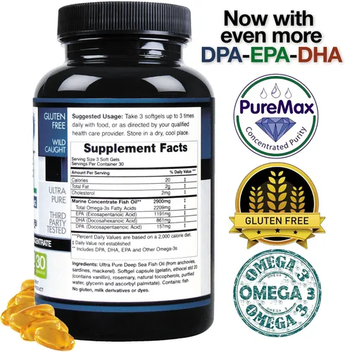 Miniatura 4 de Suplemento de aceite de pescado Omega 3 Wild Caught DPA-EPA-DHA 2,900 miligramos - Ahora con aún más DPA-EPA-DHA