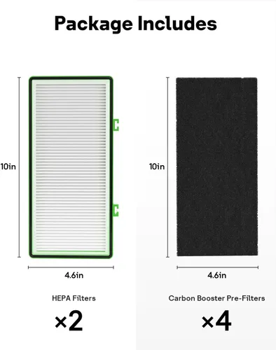 Miniatura 5 de Leemone Aer1 Filtro de reemplazo para purificadores de aire Holmes, 2 filtros HEPA verdaderos + 4 filtros de refuerzo de carbono, HAPF30AT Holmes