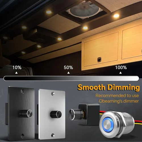 Miniatura 6 de Paquete de 8 luces LED de 12 voltios en forma de disco para RV, montaje empotrado en el techo, luz de techo de 7 cm, luz de techo de 12 V