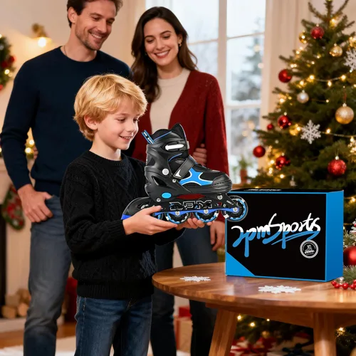 Miniatura 10 de 2PM SPORTS Patines en línea para niños y niñas, niños de 5 a 8 a 12 años, 4 a 6, 6 a 12 años, con ruedas iluminadas, cuchillas ajustables para Azul