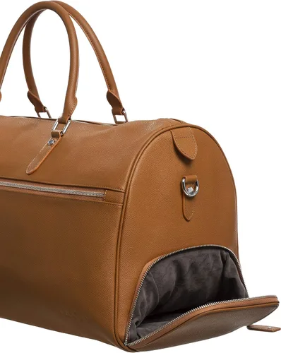 Miniatura 5 de Bolsa de viaje de piel auténtica con compartimento para zapatos, bolsa de fin de semananoche, bolsa de mano, Marrón