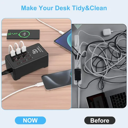 Miniatura 6 de Estación de carga USB de 50 W y 12 puertos para múltiples dispositivos, concentrador de carga USB portátil compatible con iPhone, Android, tableta