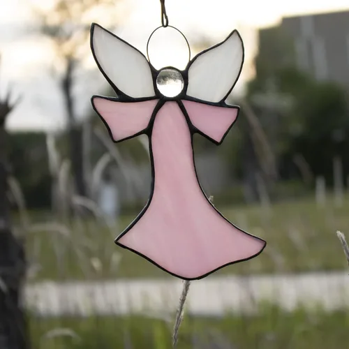 Miniatura 3 de Adorno de ángel para colgar en vitrales, decoración de vacaciones, regalos conmemorativos de condolencias, regalos de ángel para mujeres (azul) 5.5