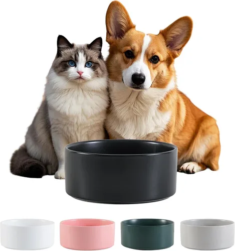 Miniatura 23 de Cuenco de cerámica para perros para comida y agua, cuenco comedero para mascotas para perros y gatos pequeños, plato de alimentación de cerámica