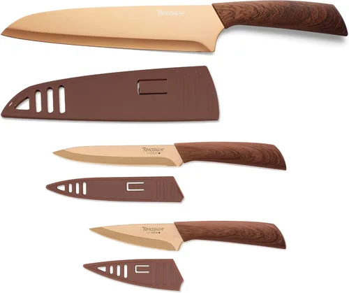 Miniatura 11 de Hampton Forge Tomodachi HMC01A612C Raintree Ash - Juego de cuchillos de 3 piezas con protectores de hoja a juego