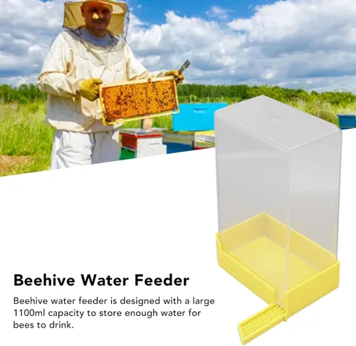 Miniatura 4 de Estación de riego de abejas, dispensador de bebida de gran capacidad de 37.2 fl oz con entrada cuadrada para abejas, herramienta de apicultura al