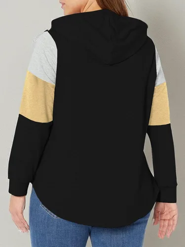 Miniatura 6 de DOLNINE Sudaderas con capucha de talla grande para mujer, sudaderas de manga larga con bloques