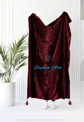 Miniatura 11 de Sophia-Art Manta de terciopelo triturado de lujo con borlas, para sofá o cama, manta suave, bohemia y cálida, acogedora, felpa ligera