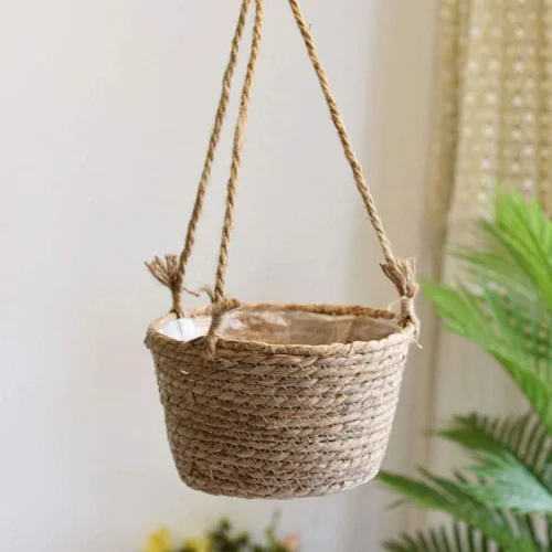 Miniatura 7 de WYSRJ - Maceta colgante de cuerda de yute de 8 pulgadas, cesta tejida para plantas, macramé, soporte para plantas, cestas de almacenamiento