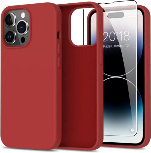 Miniatura 16 de bemal Funda para iPhone 14 Pro con protector de pantalla, silicona líquida de ajuste delgado, forro de microfibra suave, diseñada para mujeres