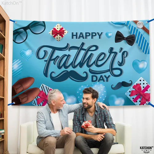 Miniatura 5 de KatchOn Cartel de feliz día del padre, extragrande, 72 x 44 pulgadas, decoración azul del día del padre para fiesta y hogar