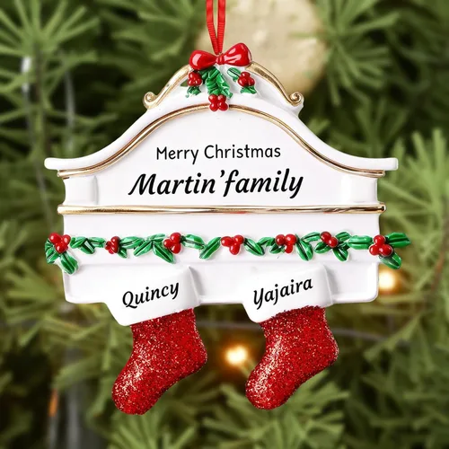 Miniatura 16 de DPDP Adornos de Navidad familiares personalizados 2025 – Calcetines personalizados para árbol de Navidad con nombres, adornos familiares