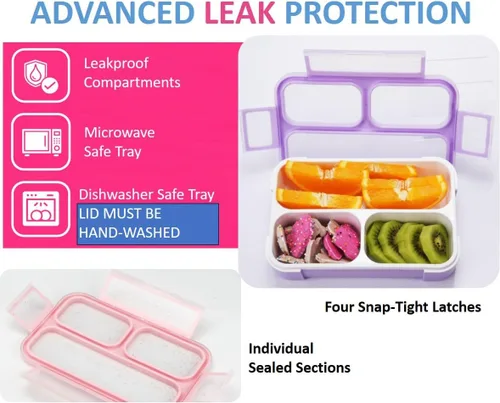 Miniatura 4 de Contenedor de aperitivos con purpurina para niños, mini lonchera Bento, pequeñas cajas a prueba de fugas para aperitivos y almuerzos de niñas Rosa