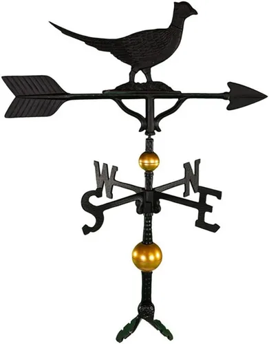 Montague Metal Products Veleta de lujo de 32 pulgadas con adorno de faisán negro satinado