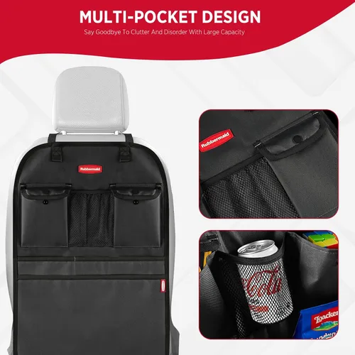 Miniatura 7 de Rubbermaid Organizador de coche para asiento trasero, alfombrillas y protector de respaldo de asiento, organizador de automóvil para niños con 6