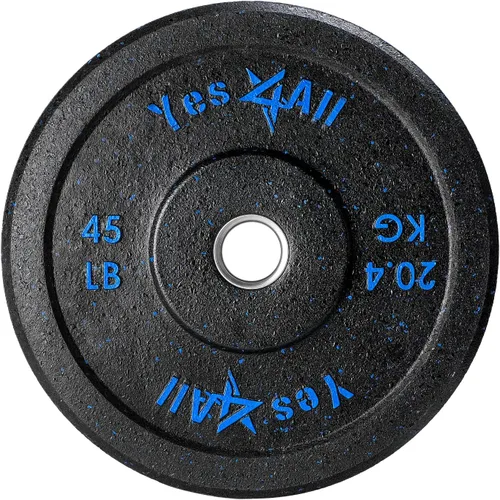 Yes4All Placa de parachoques de 2 pulgadas, placa olímpica de goma con cubo de acero para levantamiento de pesas, entrenamiento de fuerza
