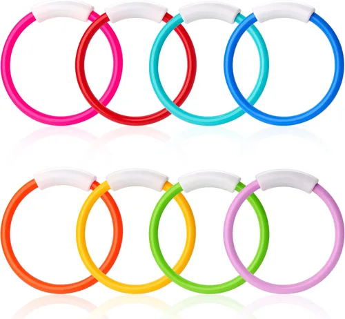 JOYIN Anillos de buceo, juguetes de piscina, 8 piezas de anillos de piscina coloridos para niños, entrenamiento subacuático, juguete de buceo para