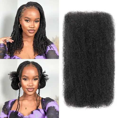 Miniatura 15 de BLL Afro Kinkys - Cabello humano a granel, 100% cabello humano para mini torsión, trenzas, extensiones de rastas, cabello rizado afro, color negro a