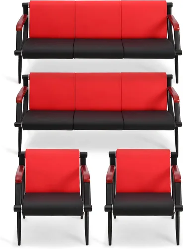 Miniatura 22 de wonline Banco de sala de espera, sillas de recepción de muebles de oficina con brazos, sillas de cuero adecuadas para clínica, aeropuerto, hospital
