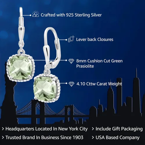 Miniatura 2 de Gem Stone King Aretes colgantes de plata de ley 925 de 0.315 pulgadas para mujer