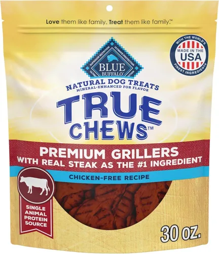 Miniatura 10 de Blue Buffalo True Chews Premium Grillers - Golosinas para perros, fabricadas en los Estados Unidos con ingredientes naturales, bistec, bolsa de 20