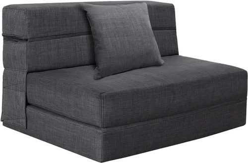 Miniatura 19 de Nigoone Sofá cama plegable de espuma viscoelástica con cojín, silla reclinable, sofá cama individual convertible para invitados, futón, funda Azul