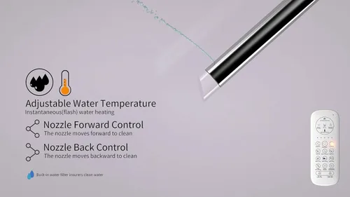 Miniatura 4 de EUROTO Inodoro de bidé inteligente, 1.28 GPF doble descarga, apertura y cierre automático, descarga automática, sensor de pie, asiento