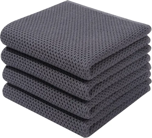 Miniatura 45 de Homaxy Paños de cocina de 100% algodón con tejido de gofre, ultra suaves, absorbentes, de secado rápido, 12 x 12 pulgadas, paquete de 6, amarillo