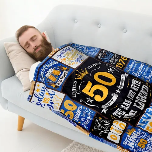 Miniatura 2 de Regalos de cumpleaños número 50 para hombres, manta de 60 x 50 pulgadas, decoración de cumpleaños de 50 años para hombre, ideas de regalo para él