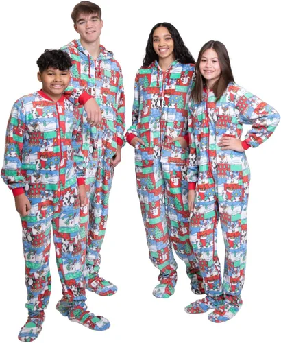 Miniatura 6 de Hooded Plush Footed Pajamas Onesie with Drop Seat for Men Women